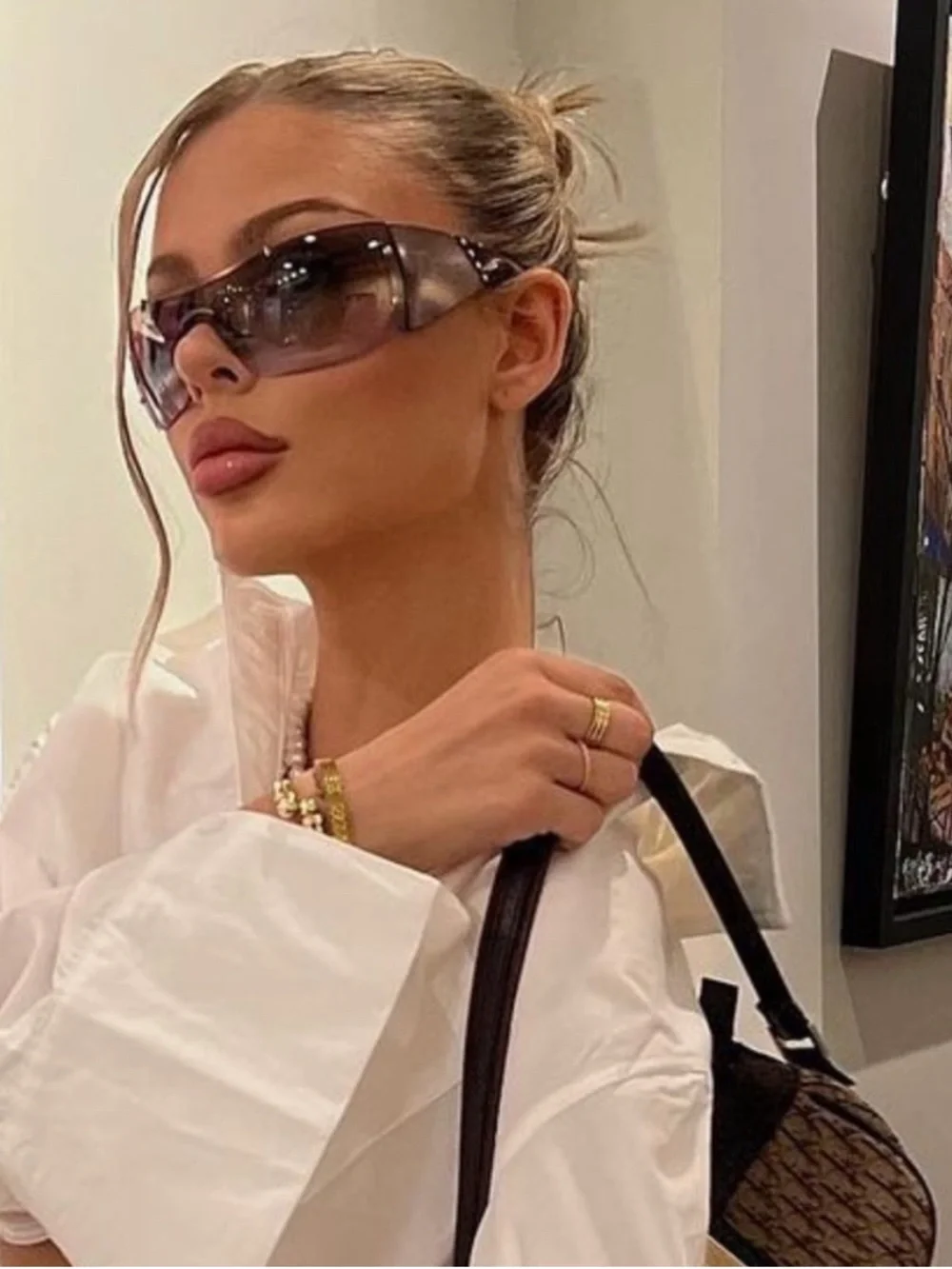 Extremely RARE 🖤 Vintage Christian Dior black & silver Rimless sunglasses - Picture 8 of 9